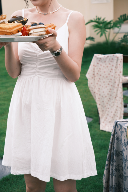 Léa Ruched Cami Dress in White
