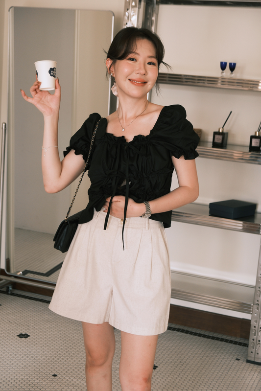 Aria Soft Pleat Shorts In Beige