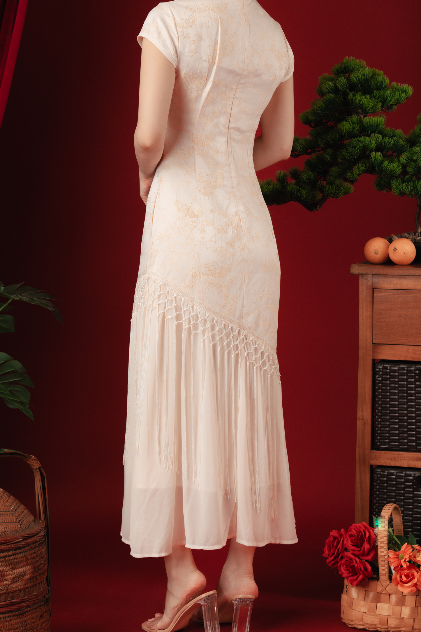 Maeva Layered Fringe Cheongsam Dress (In-Stock)