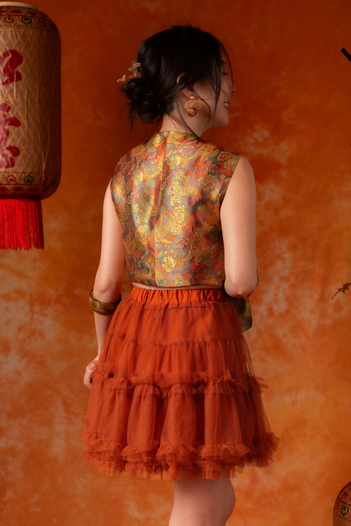 Clementine Frill Skirt in Orange