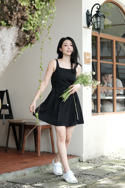 Vivienne Pleated Corset Mini Dress in Black