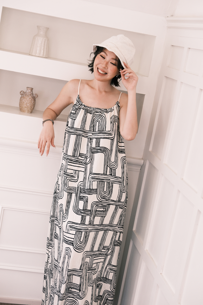 Monet Abstract Maxi Dress in Ivory