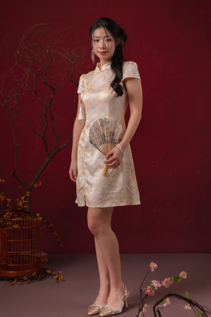 Seraphine Blossom Cheongsam Dress in Champagne