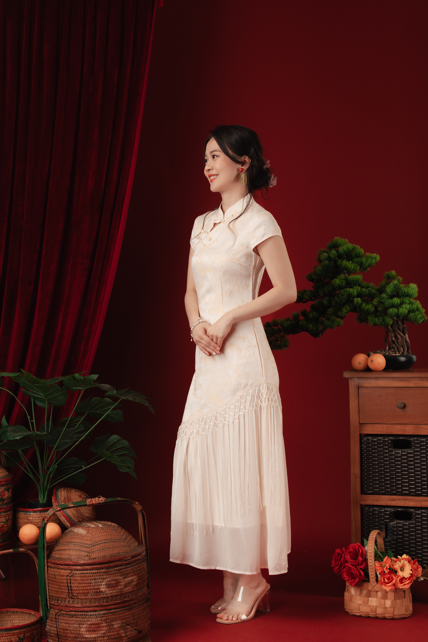 Maeva Layered Fringe Cheongsam Dress (In-Stock)