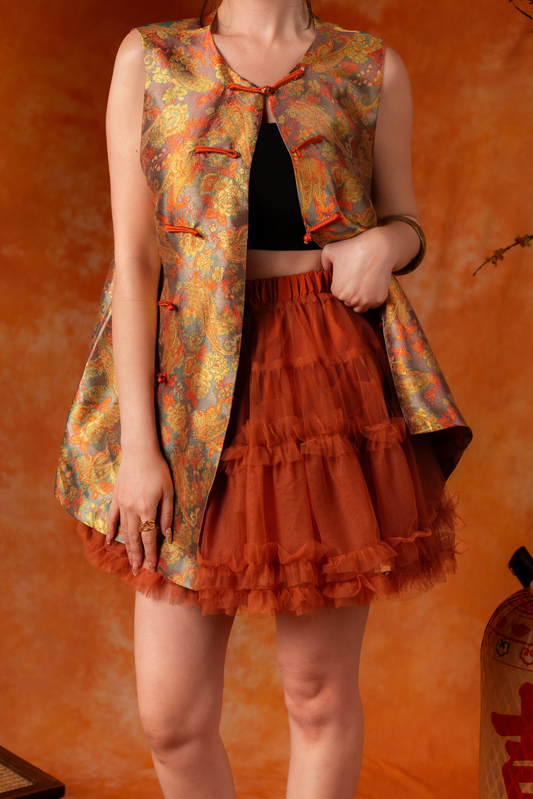 Clementine Frill Skirt in Orange