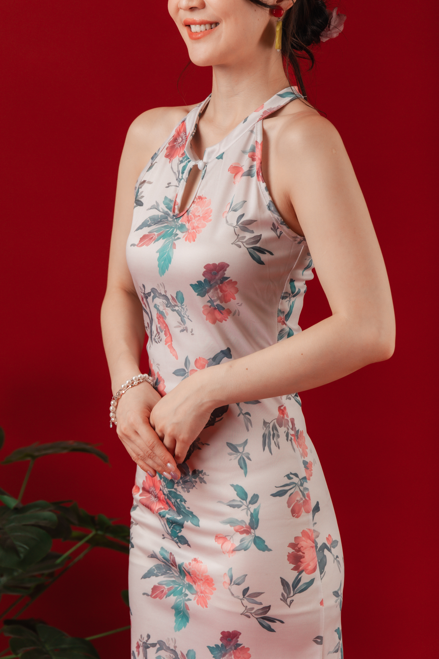 Bloom Halter Silhouette Cheongsam Dress (In-Stock)