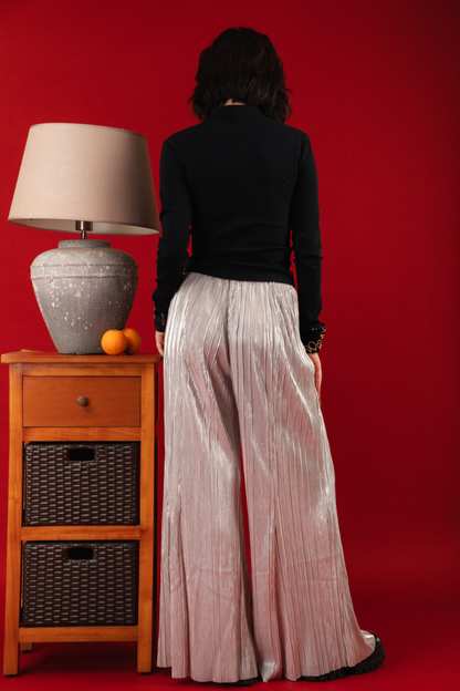 Aurora Sheer Embroidered Cheongsam Top/Pleated Pants