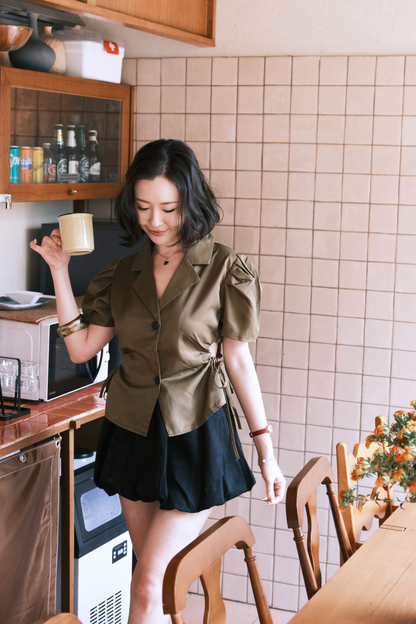 Sienna Muse Blazer Top in Dark Green