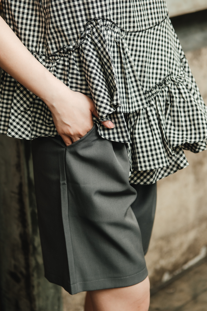 Giselle Gingham Ruffle Peplum Top