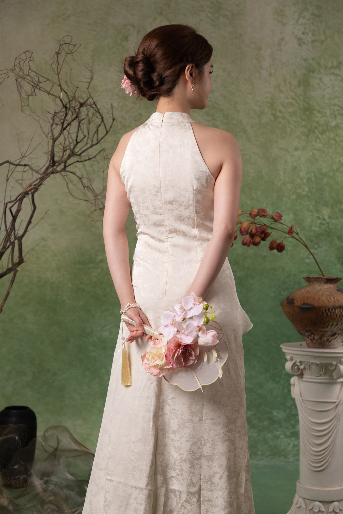 Liana Ruffle Dress in Champagne