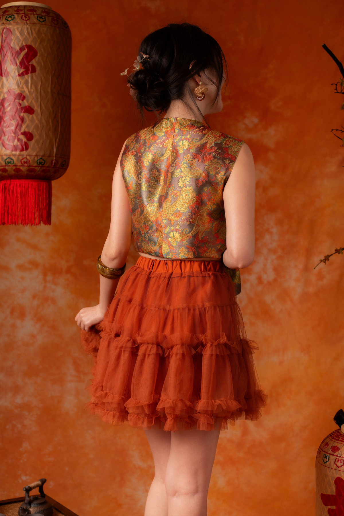 Clementine Frill Skirt in Orange