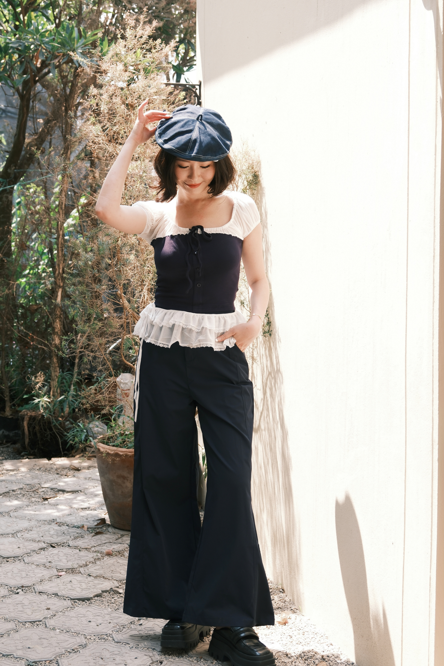 Celeste Ribbon Lace Pants Set