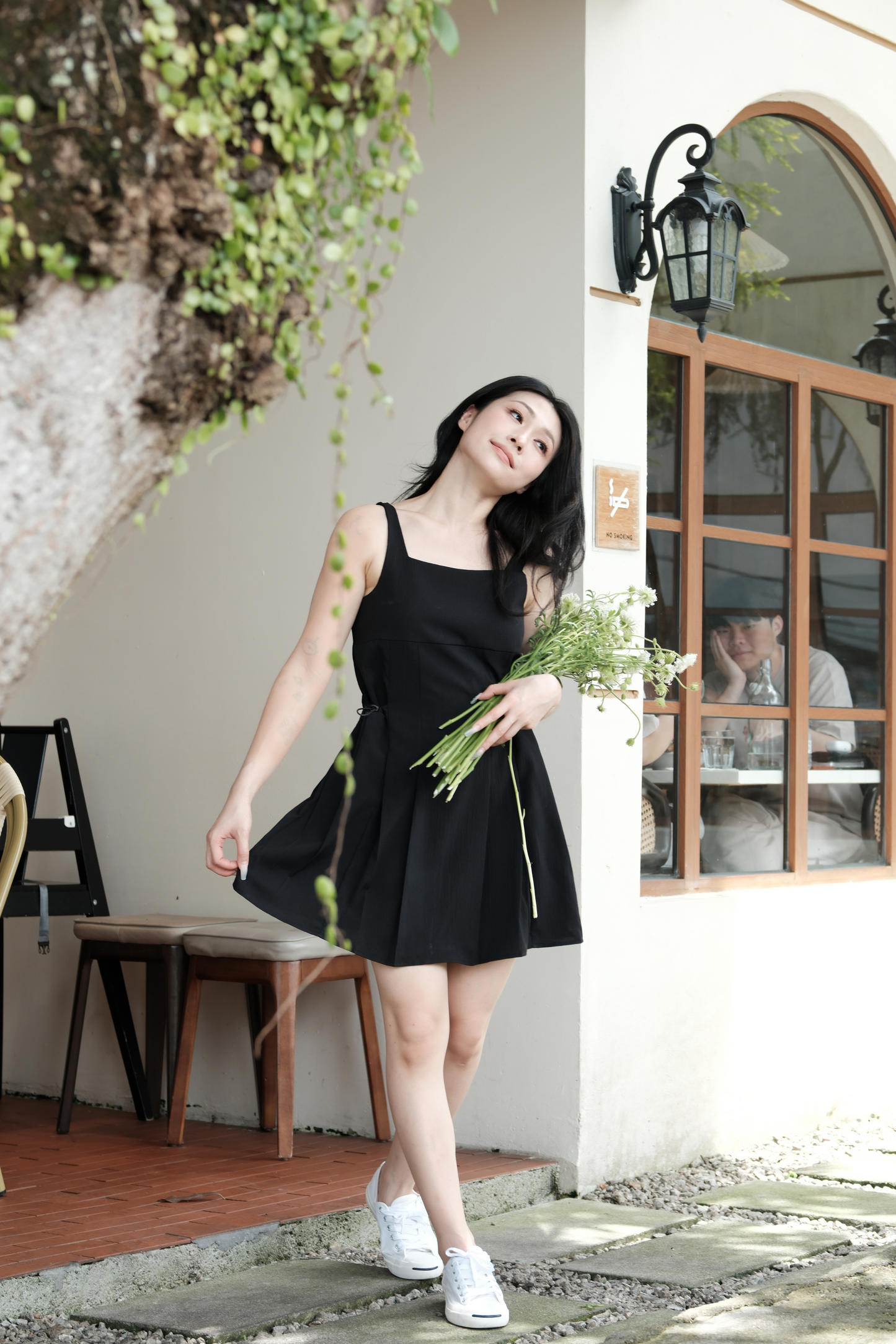 Vivienne Pleated Corset Mini Dress in Black