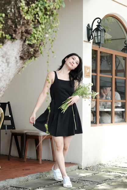 Vivienne Pleated Corset Mini Dress in Black