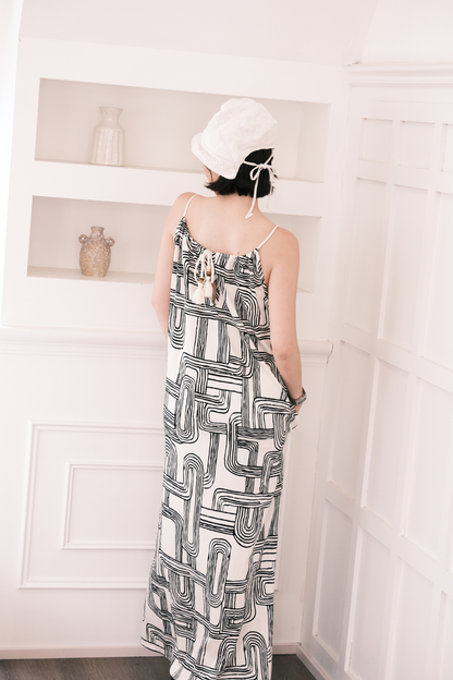 Monet Abstract Maxi Dress in Ivory
