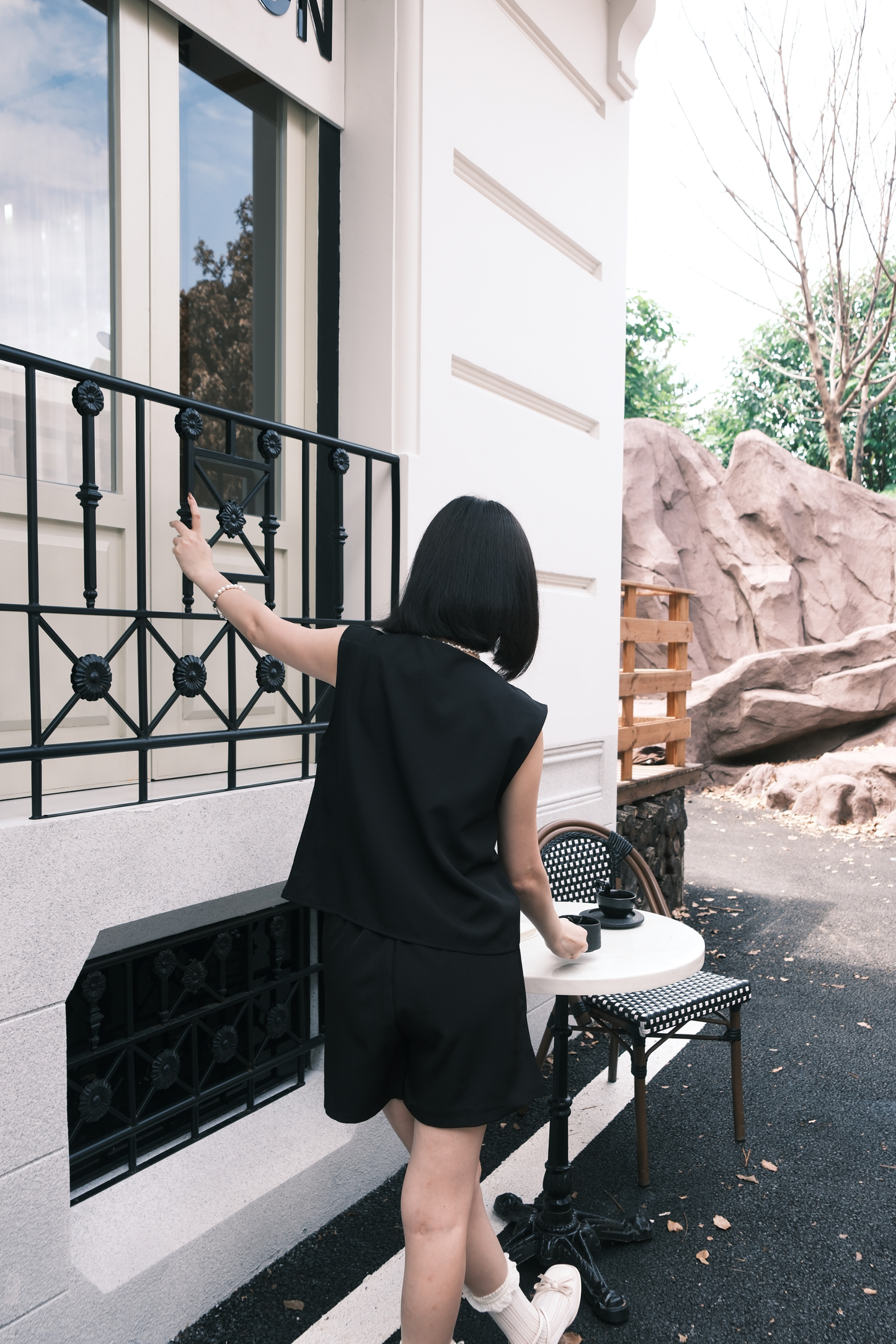 Monroe Satin Bow-Tie Top & Tailored Shorts Set