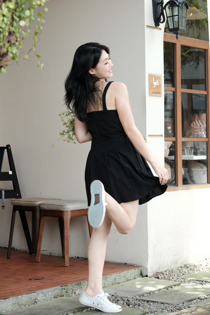 Vivienne Pleated Corset Mini Dress in Black
