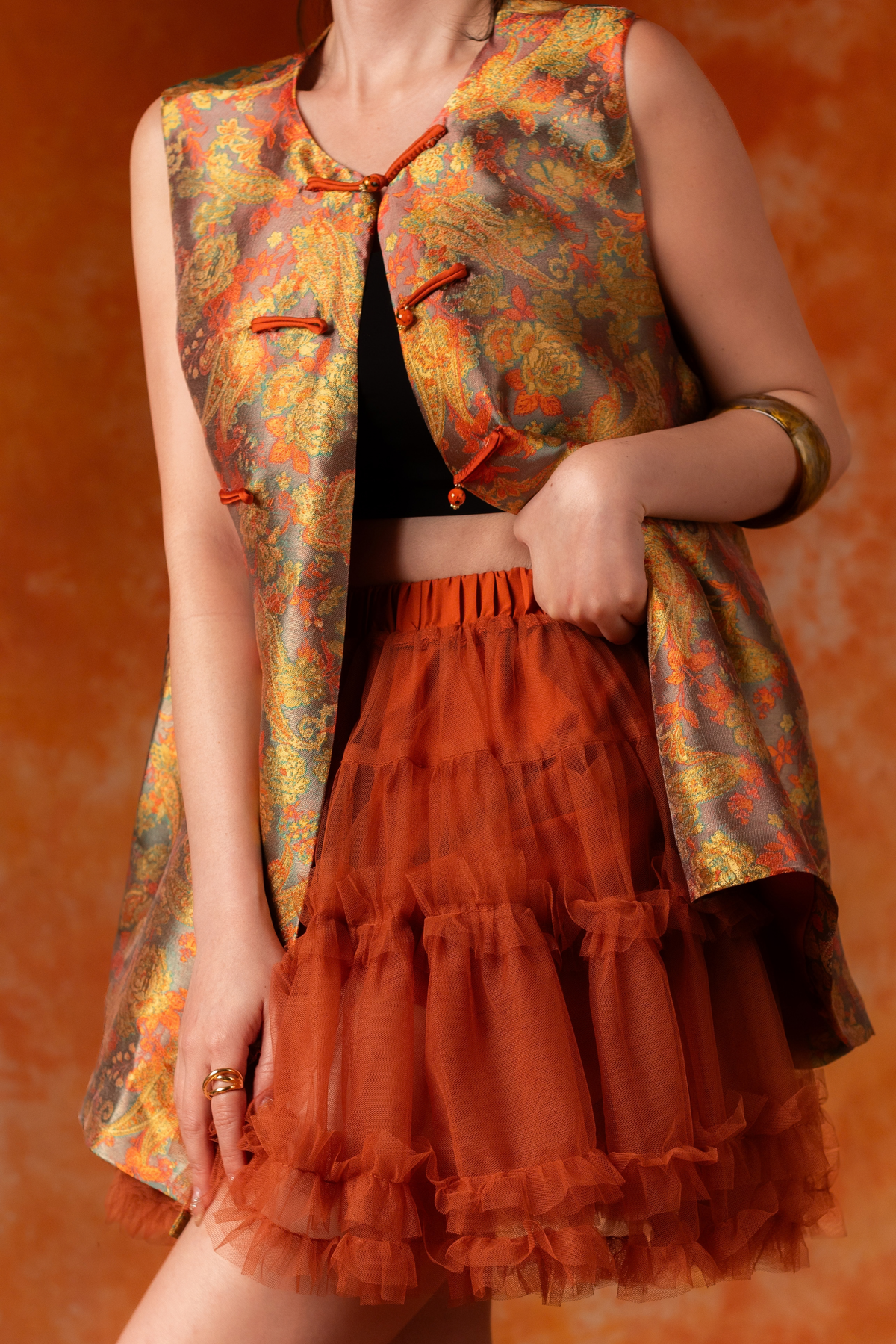 Clementine Frill Skirt in Orange