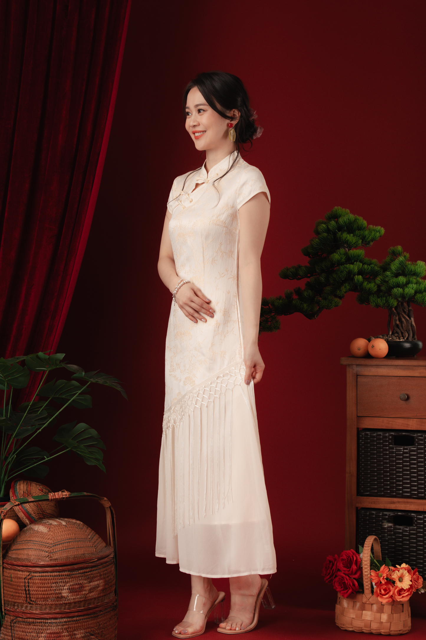 Maeva Layered Fringe Cheongsam Dress (In-Stock)