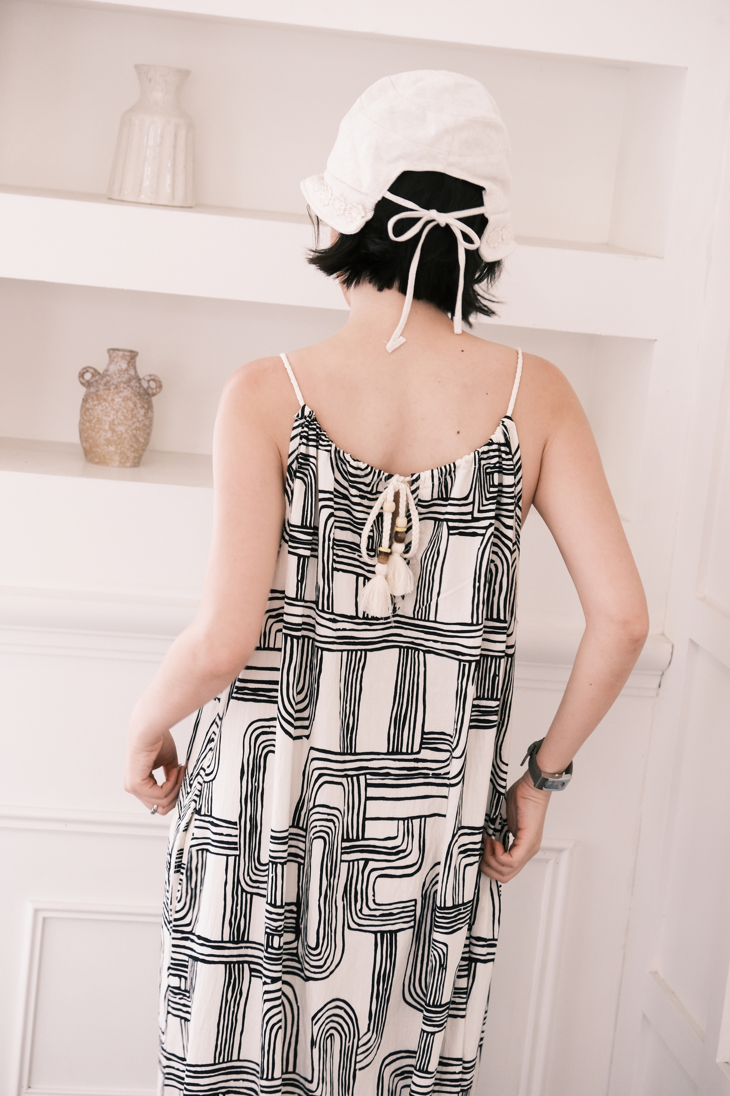 Monet Abstract Maxi Dress in Ivory