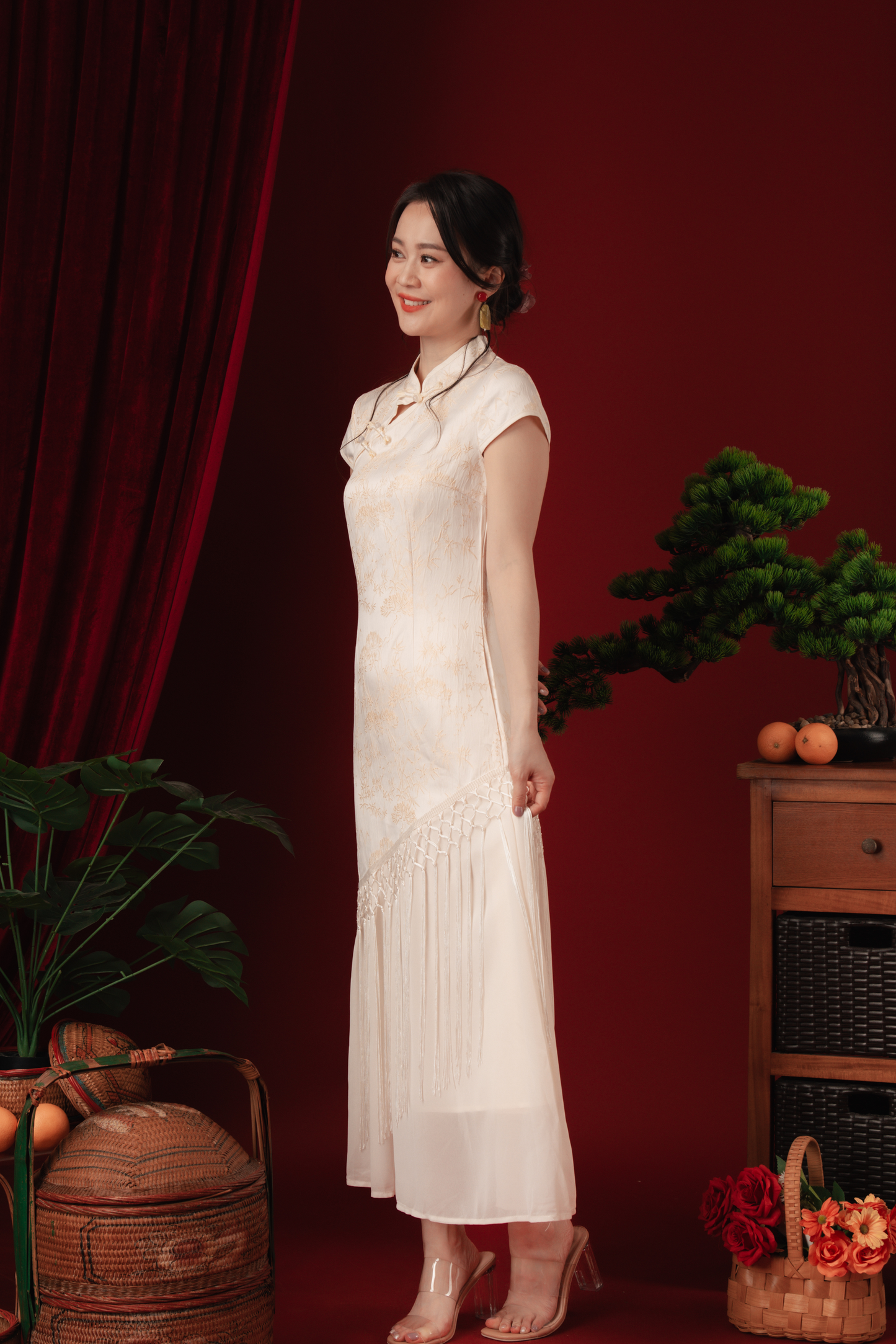 Maeva Layered Fringe Cheongsam Dress (In-Stock)