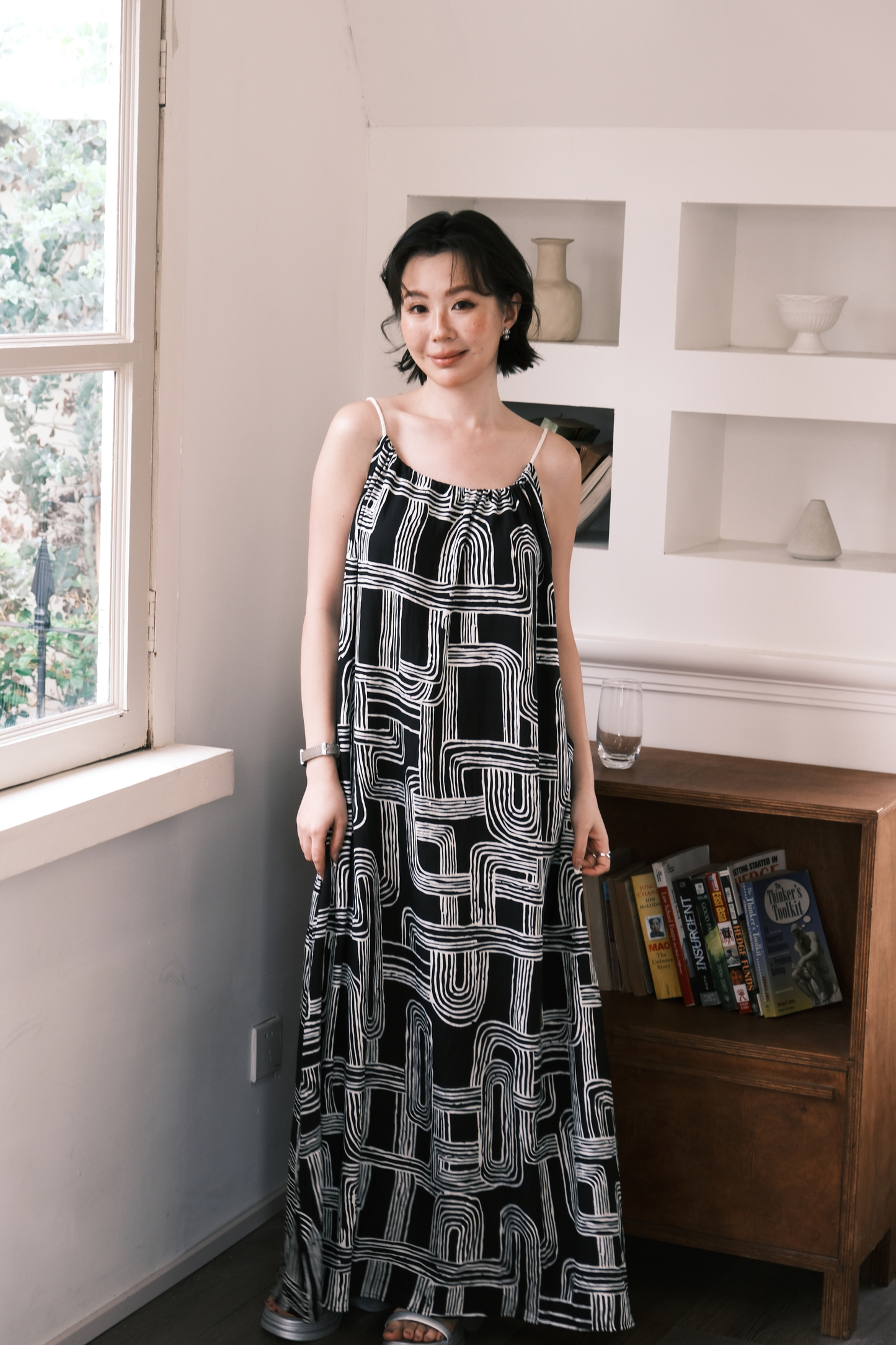 Monet Abstract Maxi Dress in Black