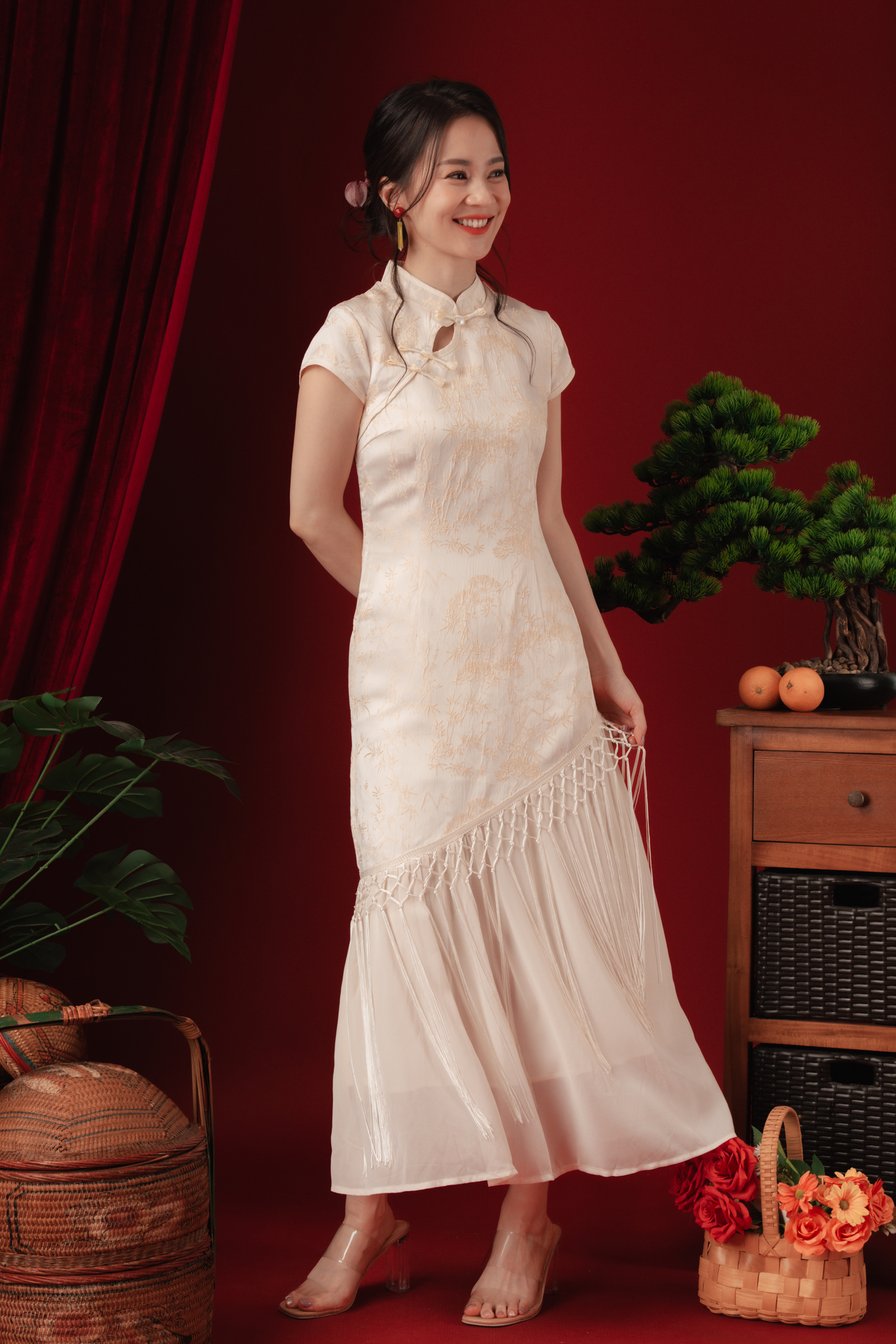 Maeva Layered Fringe Cheongsam Dress (In-Stock)