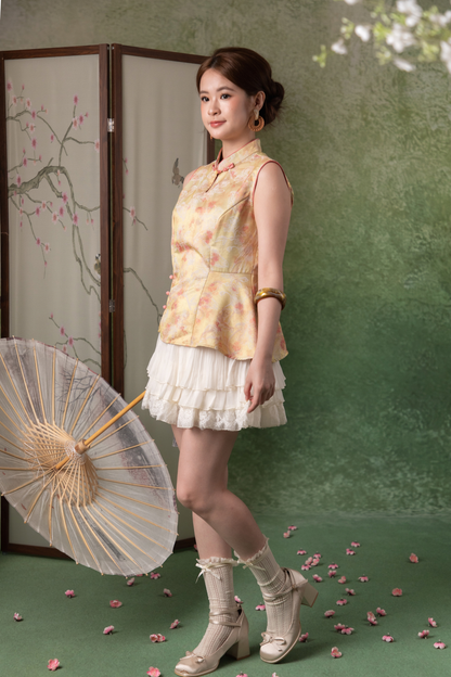 Ava Lace Ruffle Skirt in Cream
