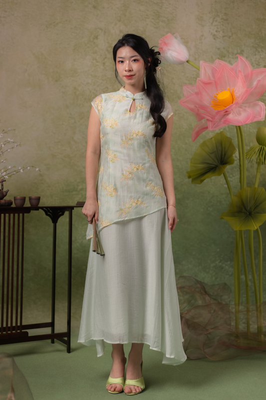 Liana Meadow Cheongsam Dress in Sage