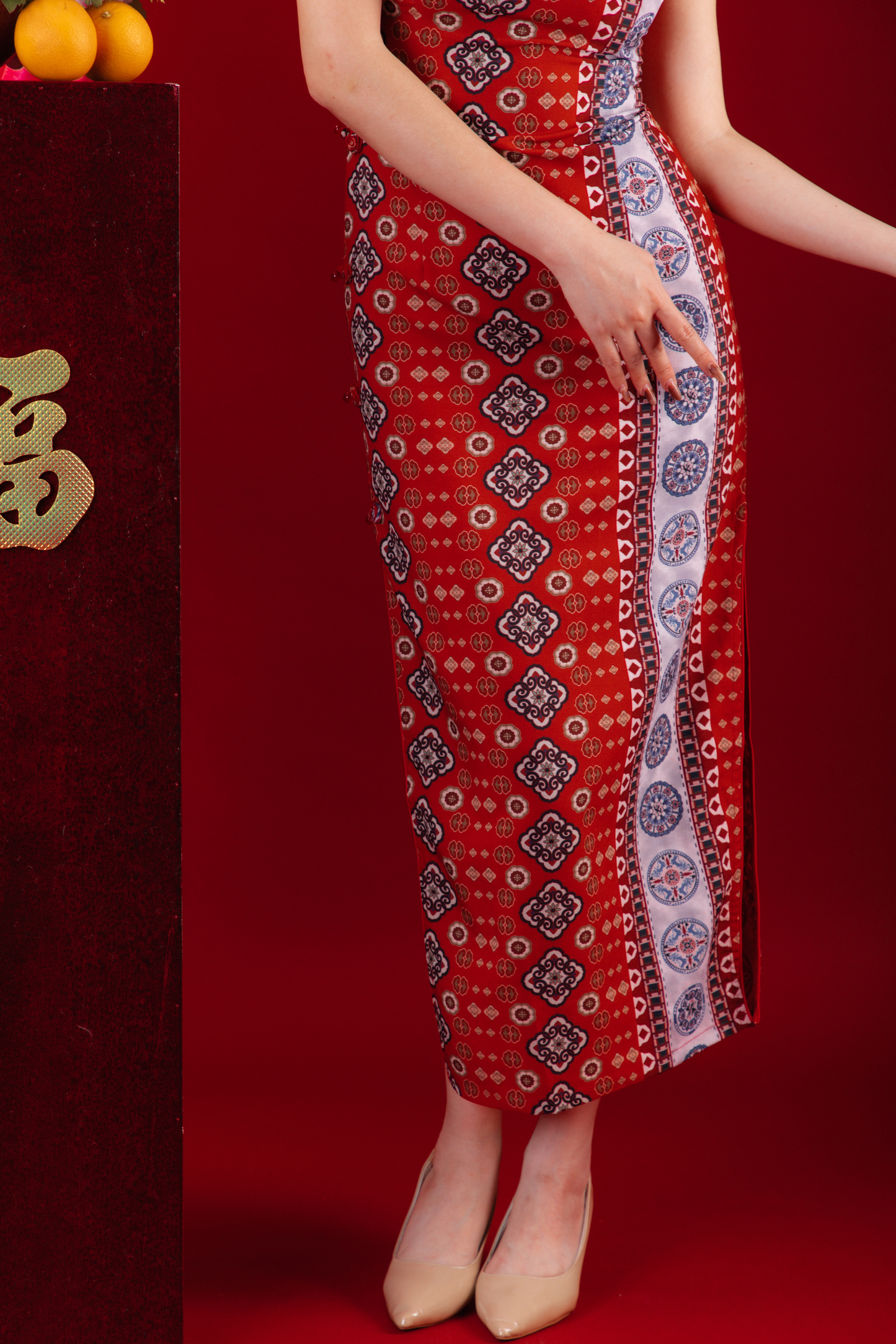 Ruby Veil Cheongsam Dress