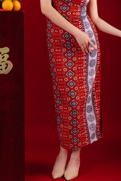 Ruby Veil Cheongsam Dress