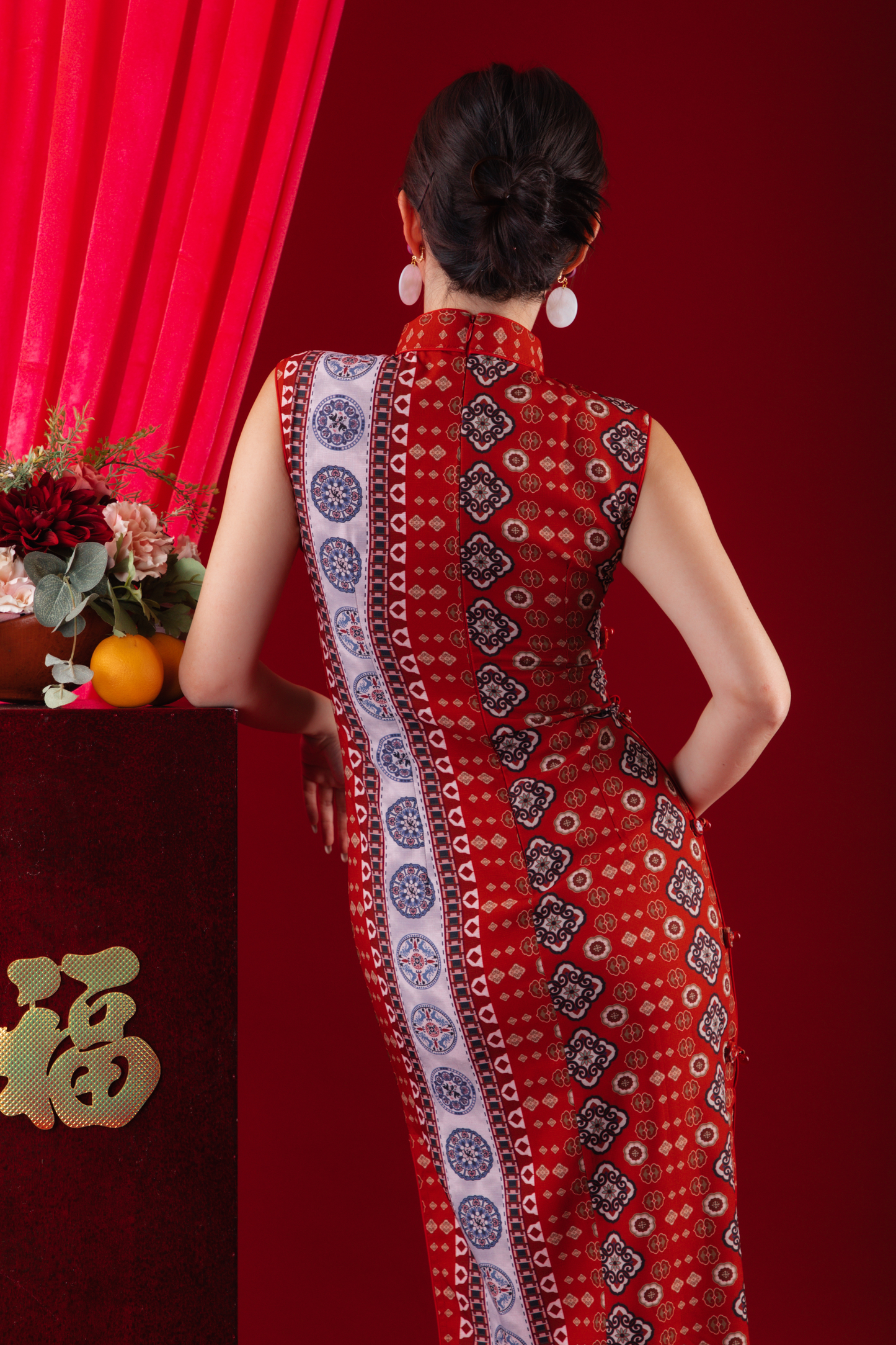Ruby Veil Cheongsam Dress