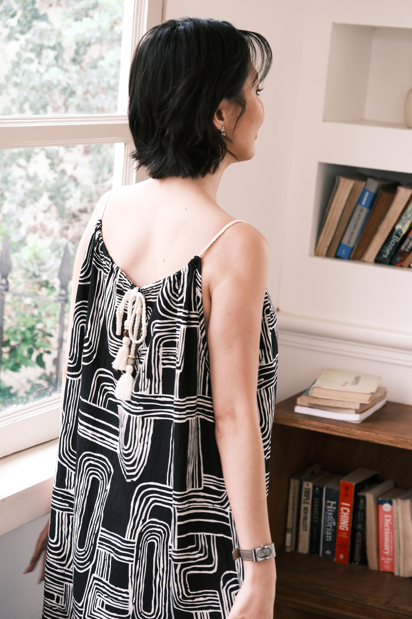 Monet Abstract Maxi Dress in Black