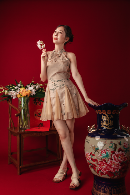 Dawn Petal Halterneck Cheongsam Dress (In-Stock)