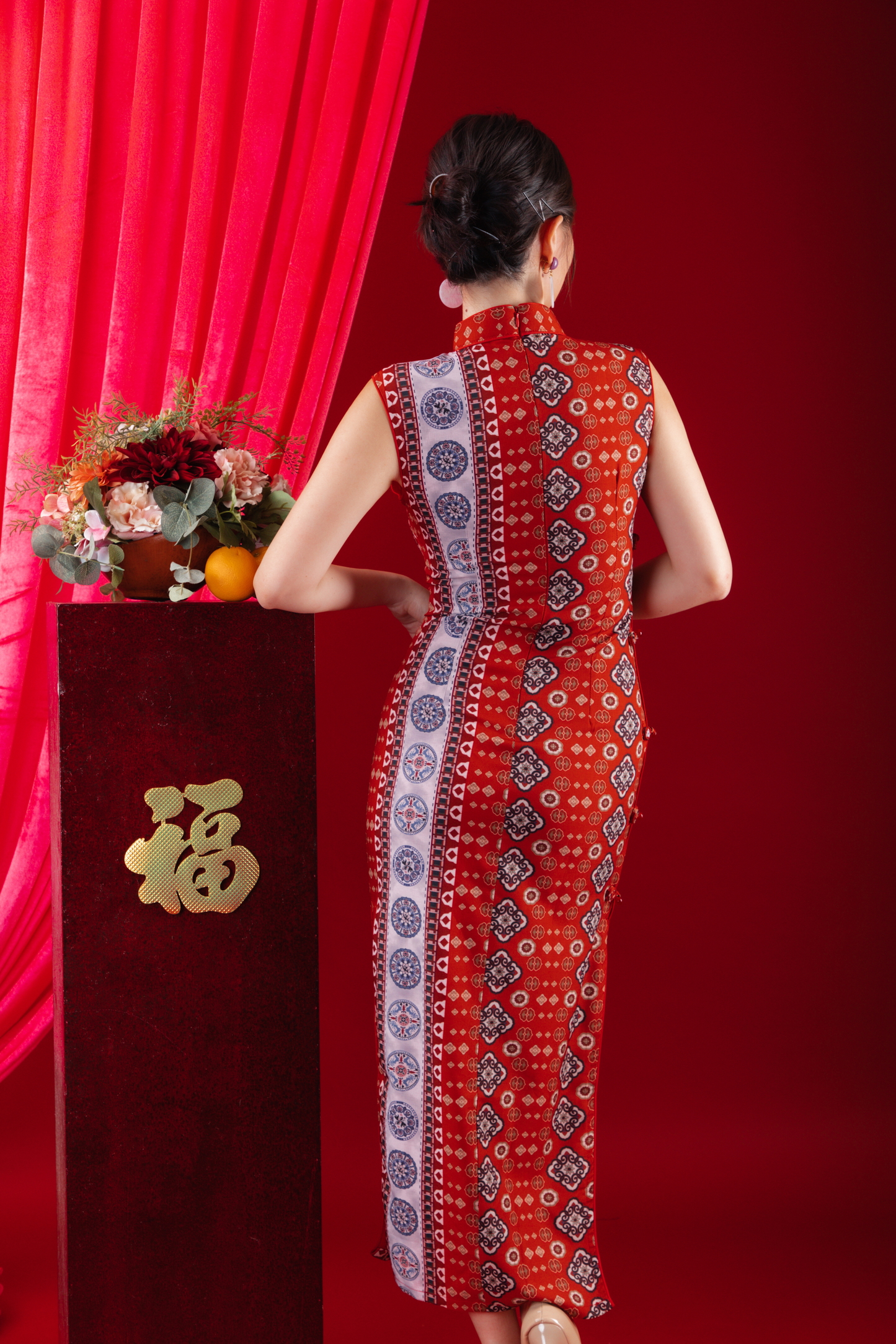 Ruby Veil Cheongsam Dress