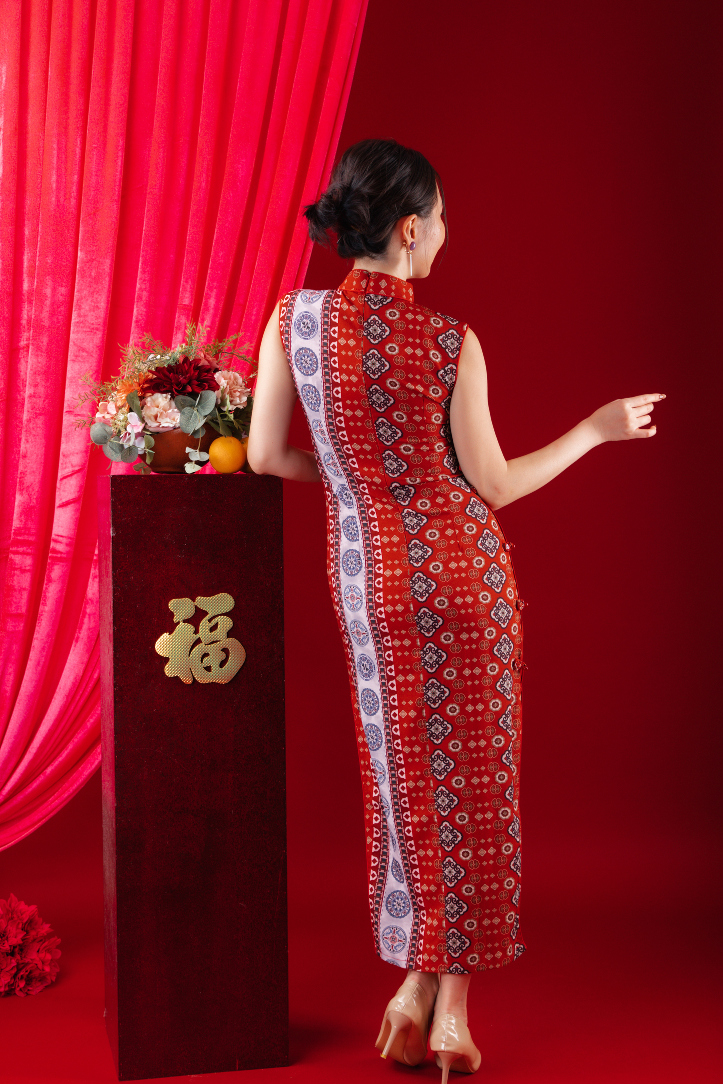 Ruby Veil Cheongsam Dress