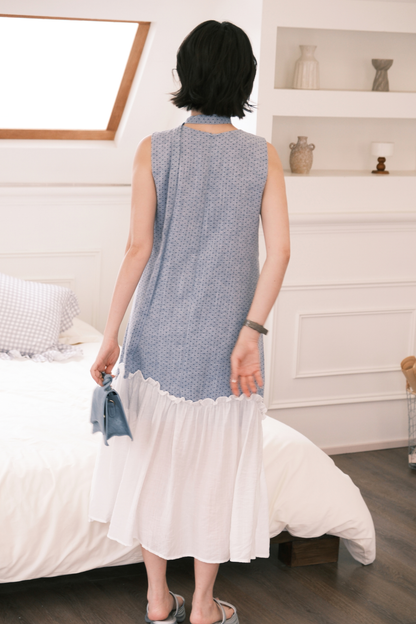 Aurelia Dot Maxi Dress in Powder Blue