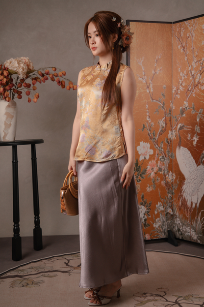 Ivy Dusk Satin Skirt in Purple