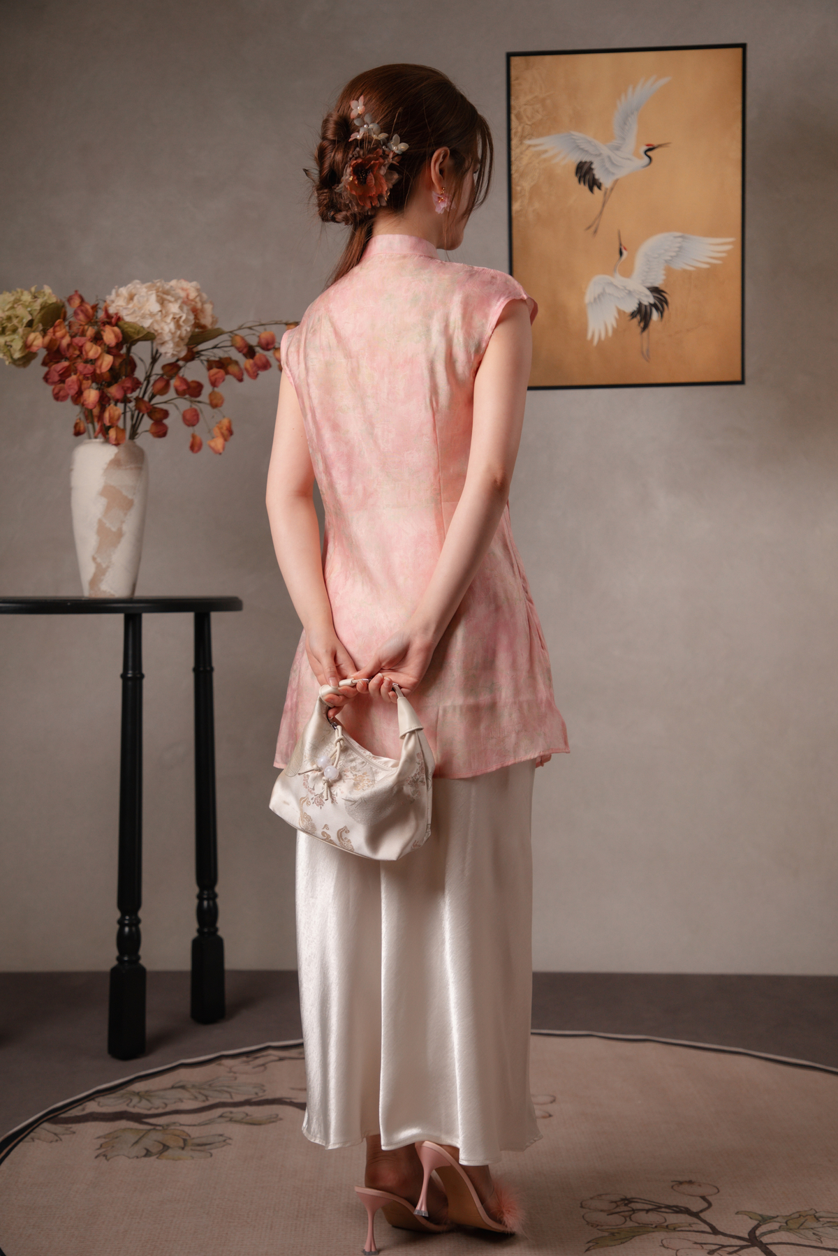 Ivy Dusk Satin Skirt in Ivory