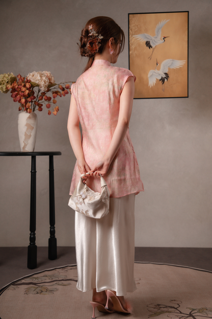Ivy Dusk Satin Skirt in Ivory