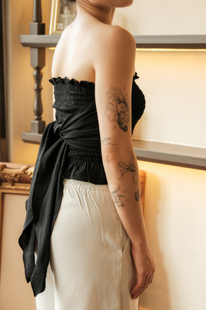 Auriane Bow-Tie Tube Top in Black