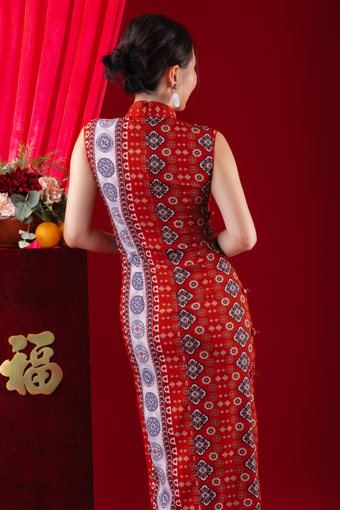 Ruby Veil Cheongsam Dress