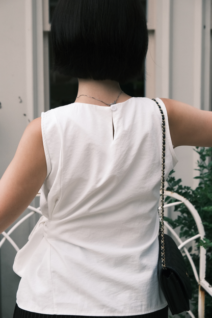 Arden Side-Tie Draped Top in White