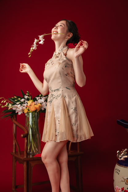 Dawn Petal Halterneck Cheongsam Dress (In-Stock)