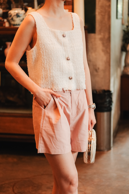 Amélie Tweed Fringe Vest in White