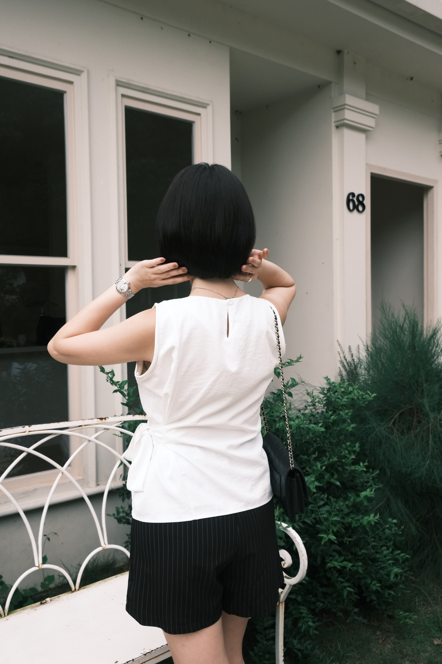 Arden Side-Tie Draped Top in White