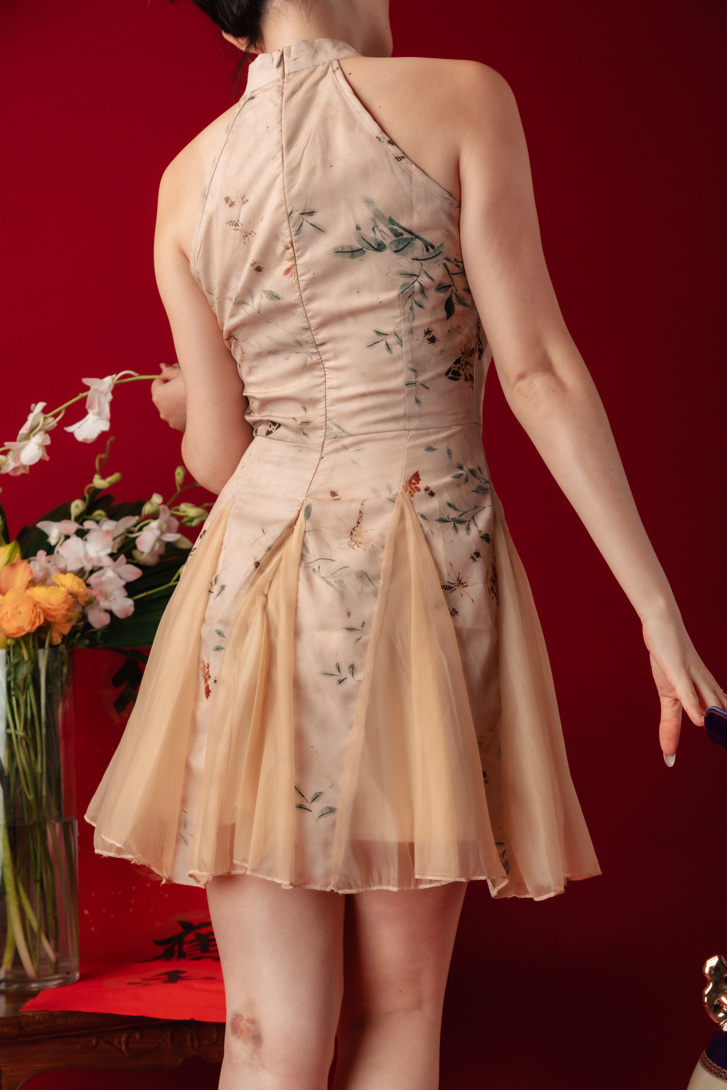 Dawn Petal Halterneck Cheongsam Dress (In-Stock)