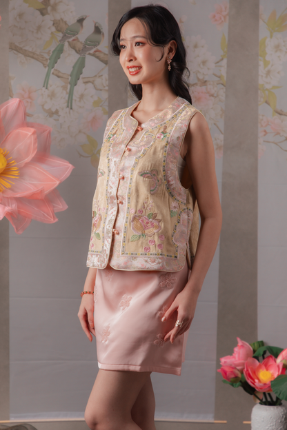 Cordelia Floral Cheongsam Vest in Yellow