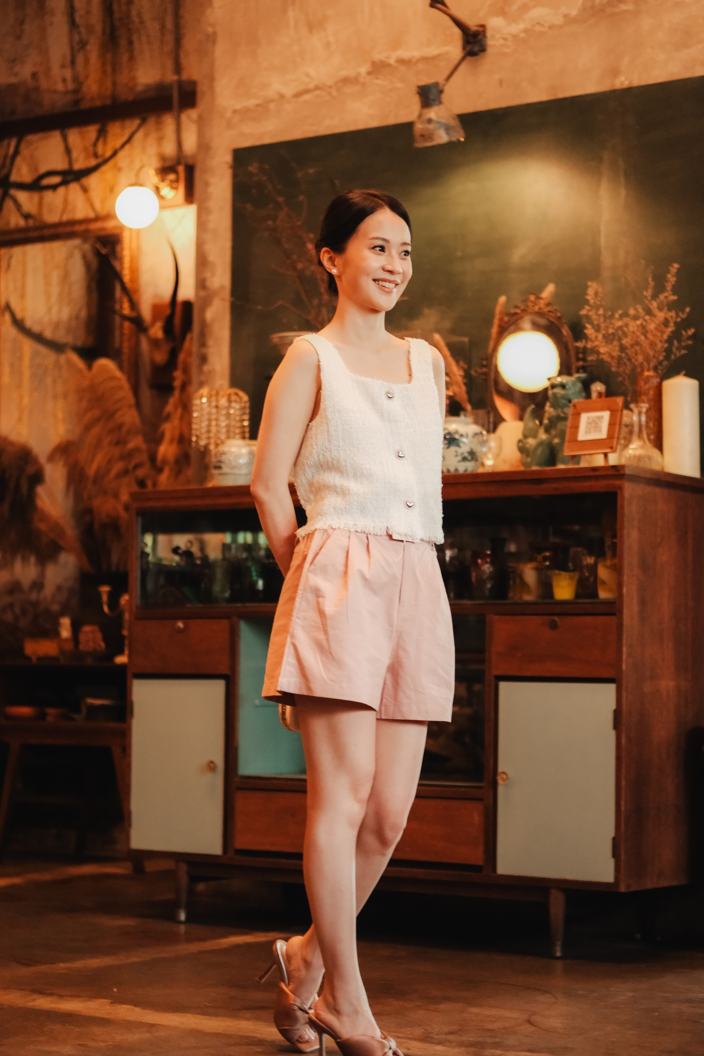 Amélie Tweed Fringe Vest in White