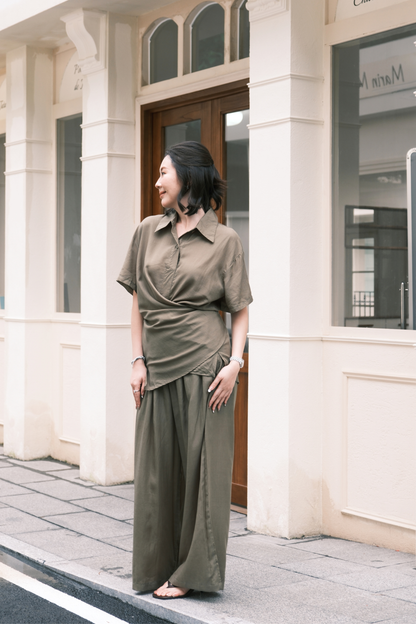 Aurelia Draped Utility Set in Green